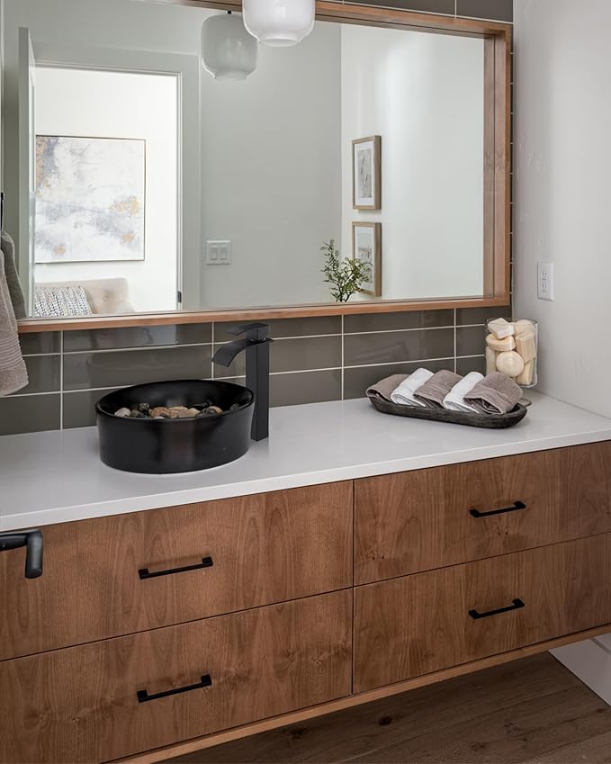 Vessel Sink Faucet Matte Black: ARCORA Single Hole Tall Bathroom Faucet, Single Handle Tall Waterfall Bathroom Faucet with Pop Up Drain and cUPC Supply Lines