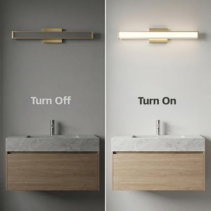 URSOLA 24" Modern LED Bathroom Light Fixtures, Golden 3CCT Dimmable Bathroom Vanity Light Over Mirror, Bathroom Vanity Bath Bar Lights with Double Layer Acrylic Shade