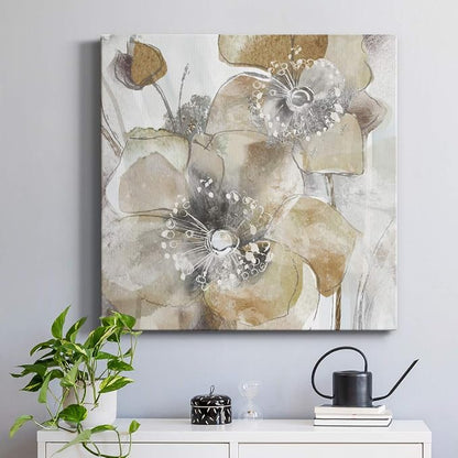 Renditions Gallery Taupe Spring Poppy Wall Art, Premium Gallery Wrapped Canvas Decor, Ready to Hang, 24 in H x 24 in W, Made in America Print (AZS-WC15-18276-R-2424-MK)