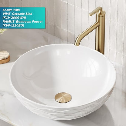 KRAUS Bathroom Sink Pop-Up Drain Assembly in Brushed Gold for Vessel Sinks and Sinks without Overflow, with Extended Thread for Thicker Countertops, PU-L10BG