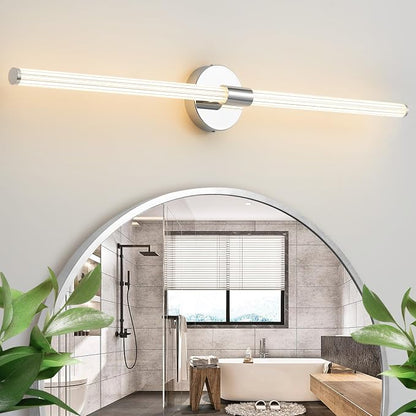 Bathroom Vanity Lights 39" Long LED Vanity Light Bar Chrome | 360° Bright Bathroom Lights, Dimmable Vanity Light, Hardwired Wall Light 3000K Warm White for Mirror