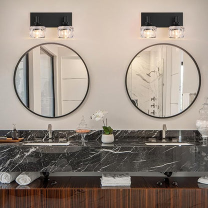 Farmhouse Vanity Light Fixtures 2-Light Bathroom Vanity Light Black Vanity Lights for Bathroom(13.3inches in Length)