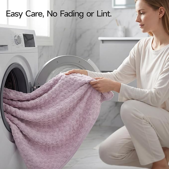 REDKISS 4 Pack Purple Microfiber Bath Towels - Large Shower Towels Set for Bathroom, Super Absorbent Towel Set of 4 Lagre, Quick Dry Bathroom Towel for Spa, Gym,Travel, Lint Free, Ultra Soft