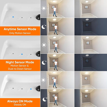 Rechargeable Motion Sensor Ceiling Light, Battery Operated Closet Light | Wireless Battery Powered LED Shower Light, Magnetic Cordless Ceiling Light with Remote, Overhead Lamp for Pantry Shed Hallway