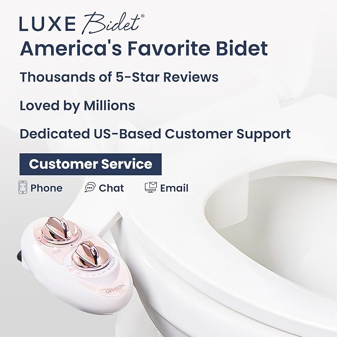 LUXE Bidet NEO 185 - Bidet Attachment for Toilet Seat, Rose Gold | Non-Electric, Dual Nozzle, Self-Cleaning, Adjustable Water Pressure, Rear & Feminine Wash