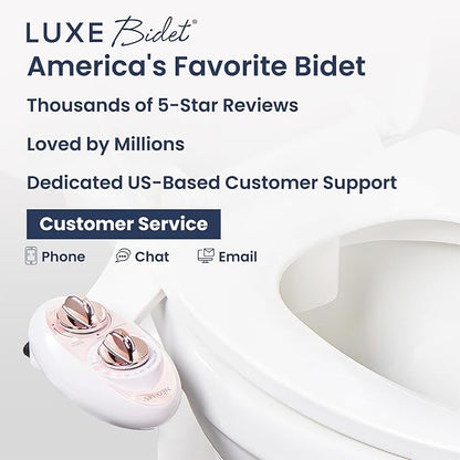 LUXE Bidet NEO 185 - Bidet Attachment for Toilet Seat, Rose Gold | Non-Electric, Dual Nozzle, Self-Cleaning, Adjustable Water Pressure, Rear & Feminine Wash