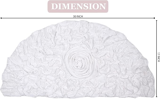 Home Weavers Bell Flower Collection 100% Cotton Tufted Bath Rugs, Extra Soft and Absorbent Bath Rugs, Non-Slip Bath Mats, Machine Washable, Bath Mats for Bathroom Floor, 17"x30" Slice Rug, White