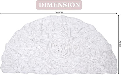 Home Weavers Bell Flower Collection 100% Cotton Tufted Bath Rugs, Extra Soft and Absorbent Bath Rugs, Non-Slip Bath Mats, Machine Washable, Bath Mats for Bathroom Floor, 17"x30" Slice Rug, White