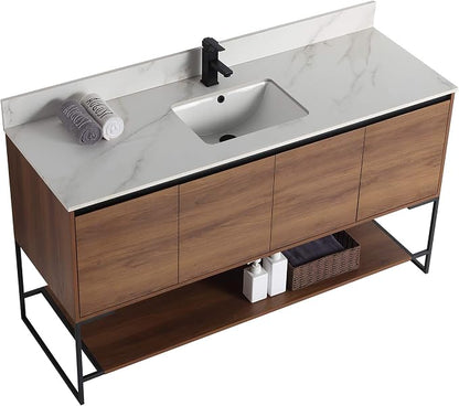 60 Inch Bathroom Vanity with Sink - Modern Knob Free Design, Elegant Space-Saving Solution for Your Bathroom - Durable, Bathroom Vanities for a Contemporary Look - Urbania Collection