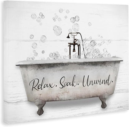 Stupell Industries Bathtub Bubbles Bathroom, 16 x 20 Inch Canvas Wall Art | Stupell Industries · By Lori Deiter · Ready to hang · Calm bath and laundry charm · Made in USA