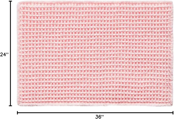 TYUU Waffle Bath Mat, Cute Bathroom Rugs Non Slip, 36x24 Light Peachy Pink | Super Absorbent Quick Dry Bath Rug, Non-Slip Backing, Soft Waffle Washable Farmhouse Bathroom Mats, Tub, Shower & Home Decor