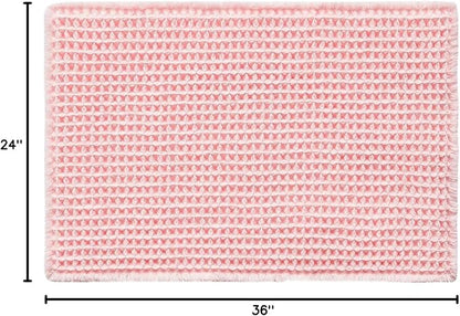 TYUU Waffle Bath Mat, Cute Bathroom Rugs Non Slip, 36x24 Light Peachy Pink | Super Absorbent Quick Dry Bath Rug, Non-Slip Backing, Soft Waffle Washable Farmhouse Bathroom Mats, Tub, Shower & Home Decor