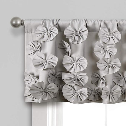 Lush Decor Riley Window Valance, Single 54" W x 18" L, Light Gray - Valance Curtains - Kitchen Valances for Windows - Bathroom Window Curtains