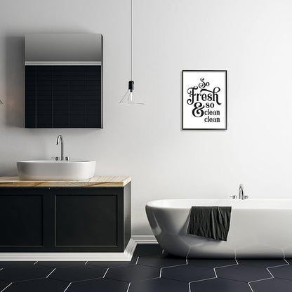 Stupell Industries 'So Fresh and Clean Phrase Laundry Room Humor', Framed Giclee Art, Black, 16 x 20 Inches, Easy to Hang and Sturdy, Made in USA, by Lettered and Lined