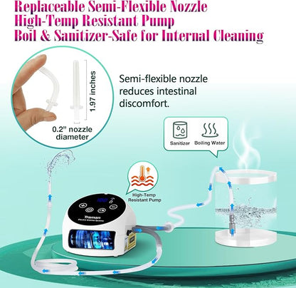 TRAMAN-Enema-Kit, Detox-Enemas for Colon-Cleanse for Women Men, Coffee Enema Coffee-Organic Cleanse Kit, Electric Water Flow Speed Control with LCD Display, Pressure Spray, External Water Supply