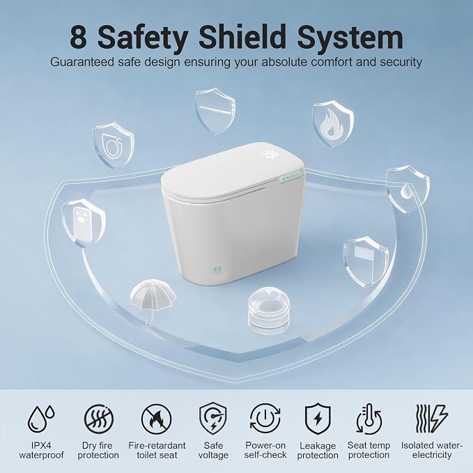 Smart Toilet with Bidet Elongated Heated Seat Dual Flush/Seat & Lid | Foot Sensor Electric Modern One Piece Toilet with Warm Water Wash&Air Dry LED Display Siphon Flush 1.28 GPF MAP 1000g