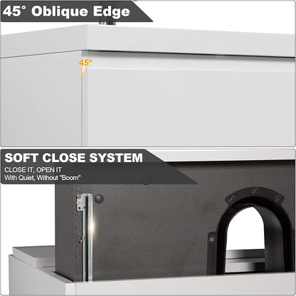 Pre-Assembled 30'' Wall Mounted Bathroom Vanity with Sink, Glossy White | Floating Bathroom Vanity with Solid Surface Top Basin, 2 Soft-Close Drawers, Resin Integrated Sink, Easy to Install & Clean