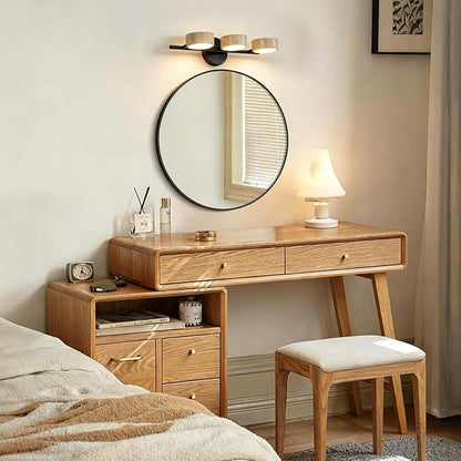 Led Bathroom Lighting Fixtures Over Mirror with 3 Travertine Shades,Vanity Lights Wall Lamp, 180° Rotatable Stone Lampshades Bathroom Lights, Modern Farmhouse Stone Sconces Black