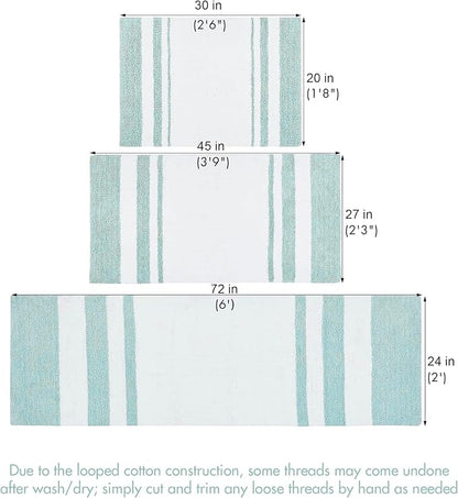 Madison Park Reversible Spa Cotton Bath Rug 100%-Cotton Striped Ultra Soft Water Absorbent, Fast Drying, Bath-Mats, Non-Slip Absorbent Quick Dry Mats for Tub, Shower Room, and Bathroom, 20x30, Aqua | Quick Dry, Ultra Soft, Pile, Machine Washable, Plush...