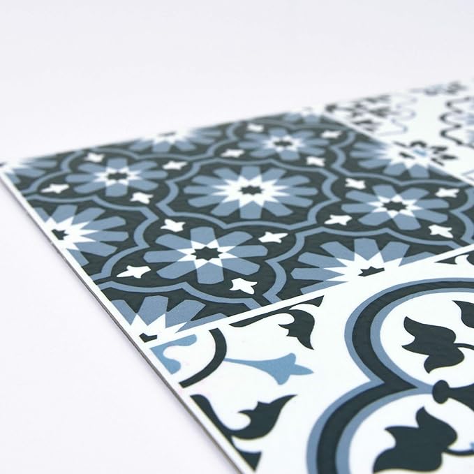 FloorPops FP2951 Myriad Peel & Stick Floor Tiles, Blue