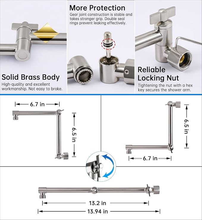 G-Promise All Metal 10 Inches Rainfall Shower Head with Handheld Combo | All Metal, Built to Last, Easy Install, Adjustable Height & Angle for All Heights, Extra Long Hose, Modern Upgrade