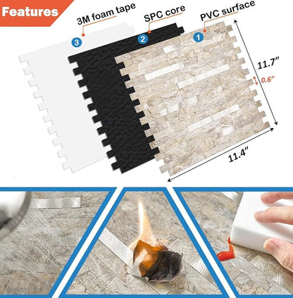 DICOFUN 10-Sheet Peel and Stick Backsplash Wall Tile, PVC Kitchen Backsplash Peel and Stick in Sandstone, 9.4 sq.ft