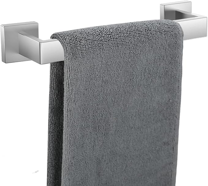 Towel Bar for Bathroom 12 Inch Brushed Nickel Towel Holder 12/16/20/24/28/32/36 Inch Stainless Steel SUS304 Rustproof Towel Rack Modern Square Towel Rod for Bathroom Wall (1, Brushed Nickel, 12 Inch)