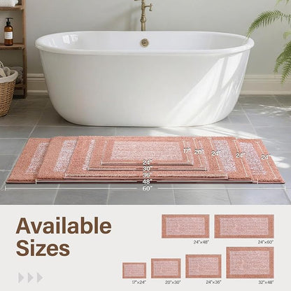 70x24 Long Bathroom Rugs Washable Non Slip, Pink Bath Mat for Bathroom Floor Tub, Soft Absorbent Quick Dry Mats for Shower, Bathtub,Home Decor