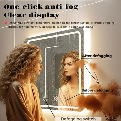 LTFUUAI 20"X28" LED Bathroom Mirror with Lights, Front & Back Light | Lighted Bathroom Mirror, Touch 3-Color Stepless Dimming, Wall Mounted, Anti-Fog Shatterproof, UL Listed