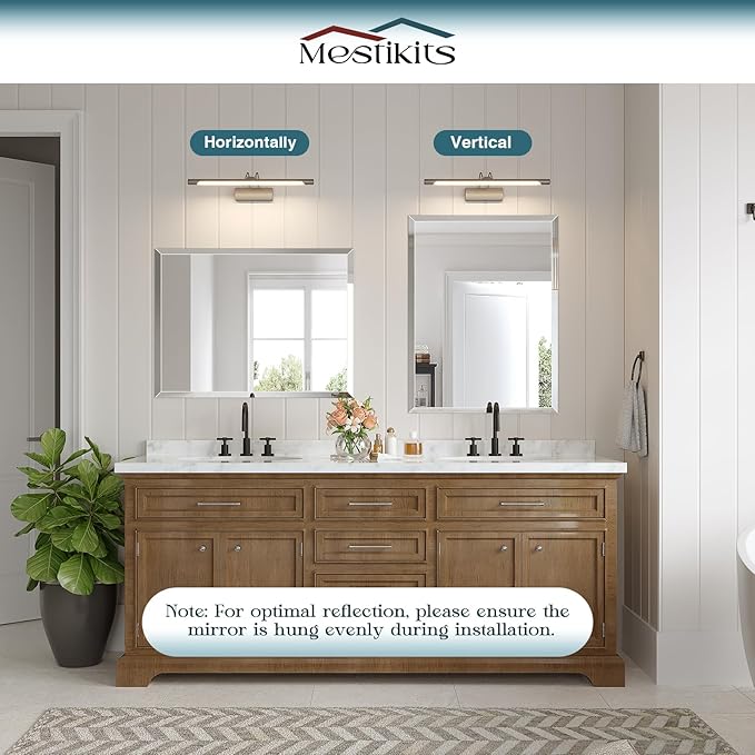 Bathroom Mirrors for Wall Beveled, 24"x36" Frameless Bathroom Vanity Mirror, Wall Mount Mirror for Bedroom Entryway Living Room Hangs Horizontally or Vertically