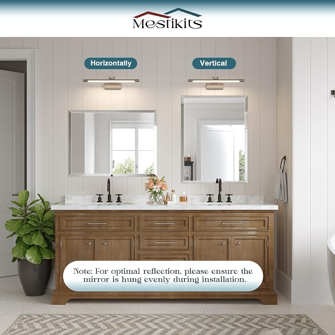 28"x36" Frameless Beveled Bathroom Mirrors for Vanity | Wall Mount Mirror for Bedroom Entryway Living Room Hangs Horizontally or Vertically