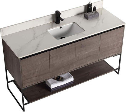 60 Inch Bathroom Vanity with Sink - Modern Knob Free Design, Elegant Space-Saving Solution for Your Bathroom - Durable, Bathroom Vanities for a Contemporary Look - Urbania Collection