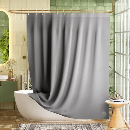 Bathway Shower Curtain Liner, Grey Shower Curtain Liner 72x72 PEVA Waterproof Shower Curtain Liner Plastic with 3 Magnets and 12 Rustproof Metal Grommets, Lightweight Shower Liner for Bathroom