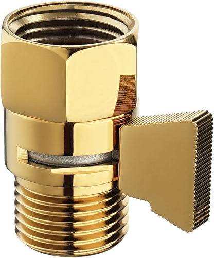 Angle Simple Shower Flow Control Valve, Water Shut Off Valve, Polished Gold | Brass Water Flow Restrictor, G 1/2 Pressure Reducer for Handheld Shower Head or Bidet Sprayer