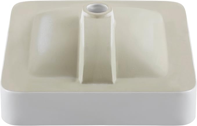 Kraus KCR-281-BN Modern Elavo Ceramic Square Semi-Recessed Bathroom Sink with Overflow and Pop Up Drain, Brushed Nickel/White 16.25
