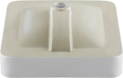 Kraus KCR-281-CH Modern Elavo Ceramic Square Semi-Recessed Bathroom Sink with Overflow and Pop Up Drain, Chrome/White 16.25