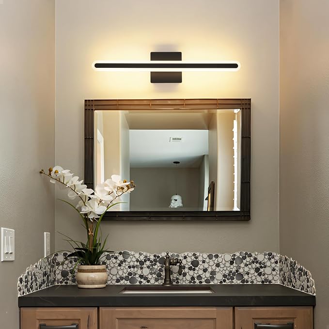 Modern Bathroom Black Vanity Light, 5CCT Dimmable Bathroom Light Bar | LED Vanity Lights Above Mirror 23.6 Inch 20W Makeup Mirror Lights