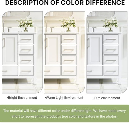 48-Inch Bathroom Vanity with Sink, 2 Soft-Close Doors and 9 Soft-Close Drawers, Bathroom Freestanding Vanity with Cultured Marble Countertop, White Vanity with Brushed Nickel Handles
