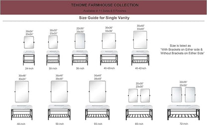 TEHOME Matt Black Pivot Rectangle Bathroom Vanity Mirrror Farmhouse Tiltable Rounded Metal Framed Pivoting Bathroom Mirror with Beveled Mirrror, Overall 27 x 35 inches (Mirrror 23 x 35 inches)