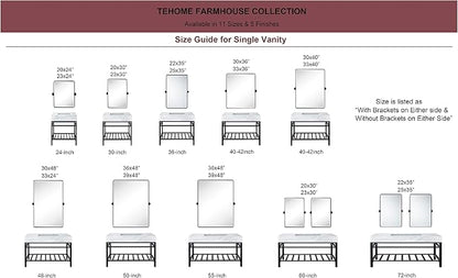 TEHOME Matt Black Pivot Rectangle Bathroom Vanity Mirrror Farmhouse Tiltable Rounded Metal Framed Pivoting Bathroom Mirror with Beveled Mirrror, Overall 27 x 35 inches (Mirrror 23 x 35 inches)