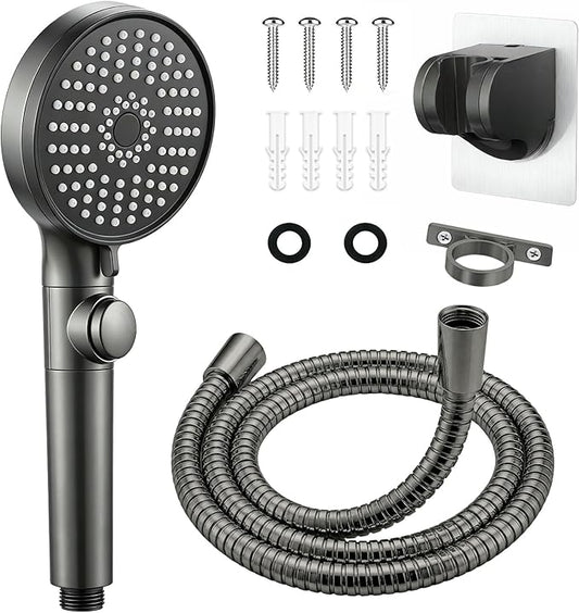 RV Shower Head with Hose, High Pressure Handheld RV Shower Head Replacement with On Off Switch,5 Modes,Power Jet, Camper Shower Head for RV,Travel Trailer,Motorhome,Boat RV Essentials,Gray