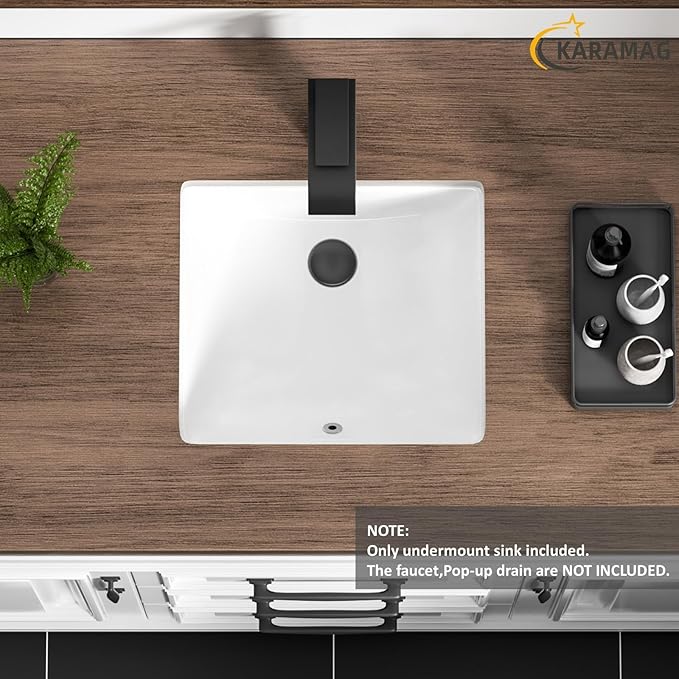 14 Inch Small Undermount Bathroom Sink Rectangle Undermount Sink White Ceramic Under Counter Bathroom Sinks with Overflow (14.4"x12.7")