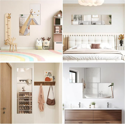 18x18 in Acrylic Mirror Sheet for Wall, 2.5mm Plastic Wall Mirror | Non Glass Body Mirror Tile with Adhesive Tapes, Modern Decorative Square Wall Mirror for Bathroom Bedroom Home Gym Door Decor