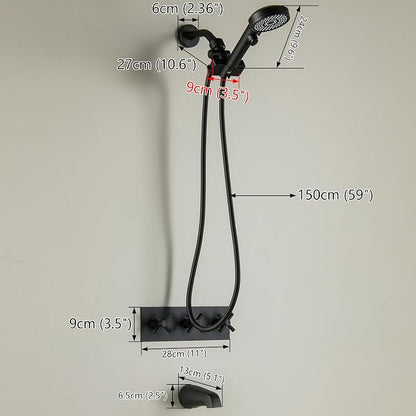 3 Handle Shower Faucet Set, Matte Black 3 Handle Tub and Shower Faucet Combo Bathtub Shower Faucets Completes