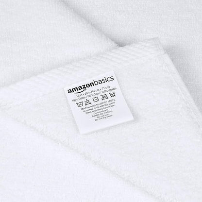 Amazon Basics 8-Pack Soft, Highly Absorbent, Quick-Dry Hand Towels, 100% Cotton, 28" x 16", White