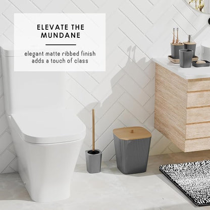 Clara Clark Bathroom Accessories Set - 27PC Bathroom Set with Adhesive Corner Shower Caddy Hanging, Bathroom Sets with Shower Curtain and Rugs, Ombre Grey Shower Curtain Set with Bathroom Trash Can | 27 Piece Ombre Grey Bathroom Sets with Shower Curtai...