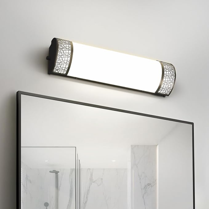 ASD 18 Inch LED Bathroom Vanity Light, 5CCT 2700K-5000K 20W, Dimmable Bathroom Light Fixtures, Modern Vanity Lights for Bathroom Lighting Fixtures Over Mirror, Wall Light Bar, Black, ETL