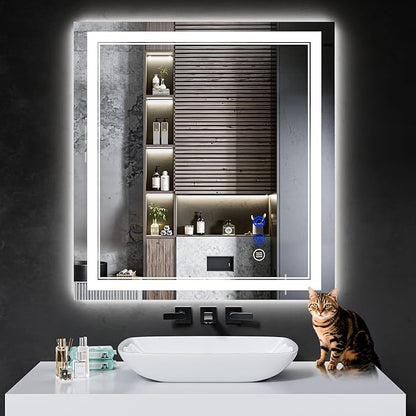 32"x30" LED Bathroom Mirror with Lights,Anti-Fog,3 Color Modes