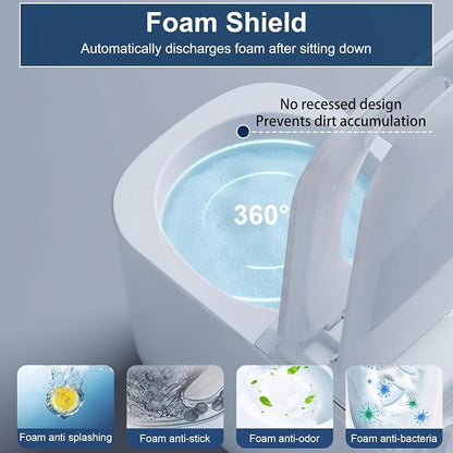 Luxury Smart Bidet Toilet with Tank, Foam Shield, Dual Auto Flush/Lid&Seat, Foot Sensor, UV-C light, Compact Electric One Piece Toilet for Small Bathroom with Siphon Dual Flush 0.8/1.2 GPF