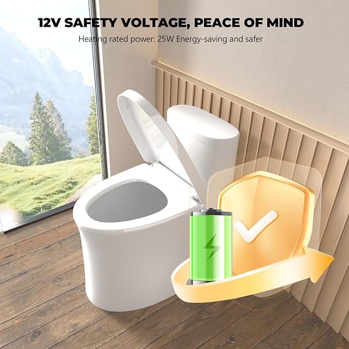 Heated Toilet Seat -Warmer Toilet Seats Elongated 6 Visual Temp Adjustable, 24V Safe Voltage Output, Slow-Close, Energy Saving, Easy Installation with PID Temperature Control